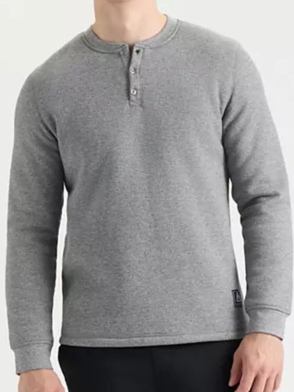Men's Matix Sherpa-Lined Long Sleeve Henley Shirt, Grey, M